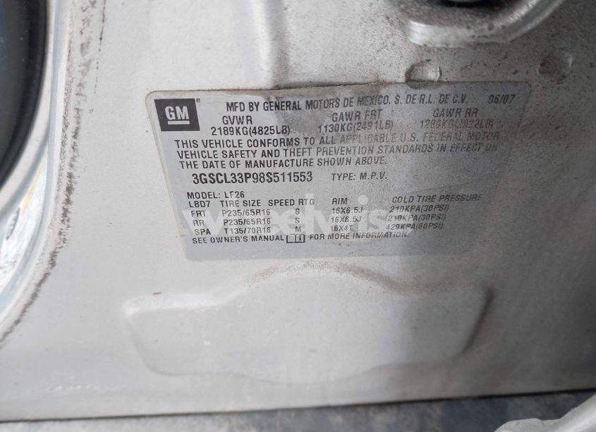 Photo 9 of 2008 Saturn Vue XE (VIN 3GSCL33P98S511553)