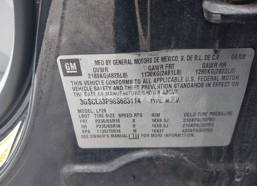 Photo 9 of 2008 Saturn Vue XE (VIN 3GSCL33P98S683114)