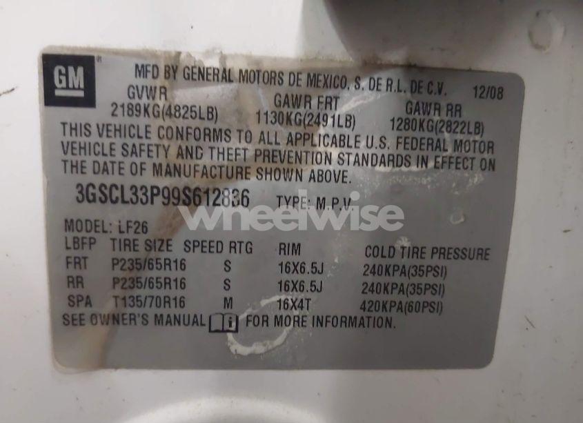 Photo 9 of 2009 Saturn Vue 4-CYL XE (VIN 3GSCL33P99S612836)