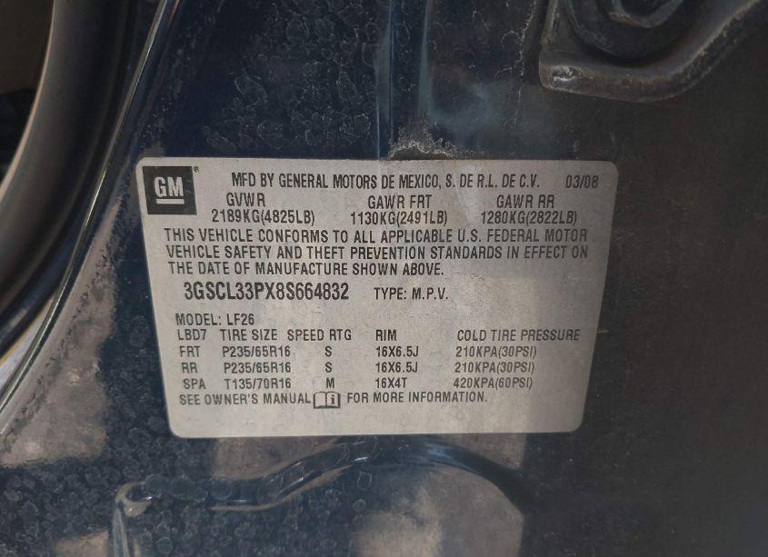 Photo 9 of 2008 Saturn Vue 4-CYL XE (VIN 3GSCL33PX8S664832)
