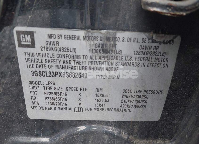 Photo 9 of 2008 Saturn Vue 4-CYL XE (VIN 3GSCL33PX8S682649)