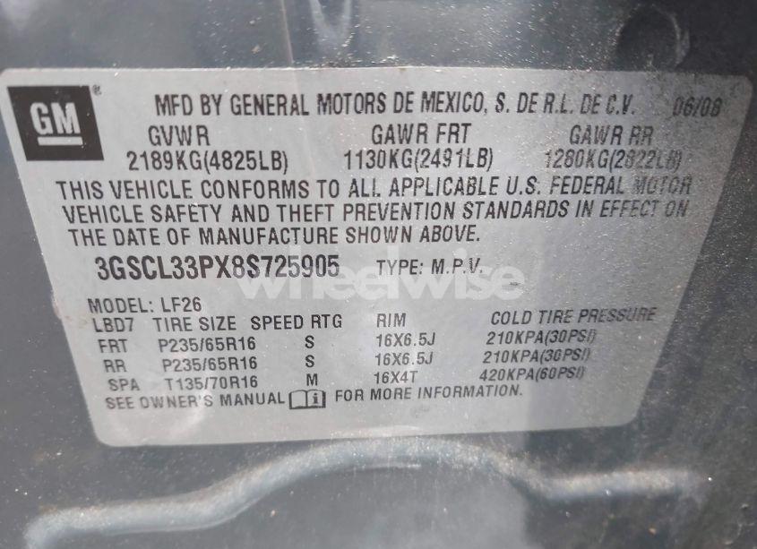 Photo 9 of 2008 Saturn Vue XE (VIN 3GSCL33PX8S725905)