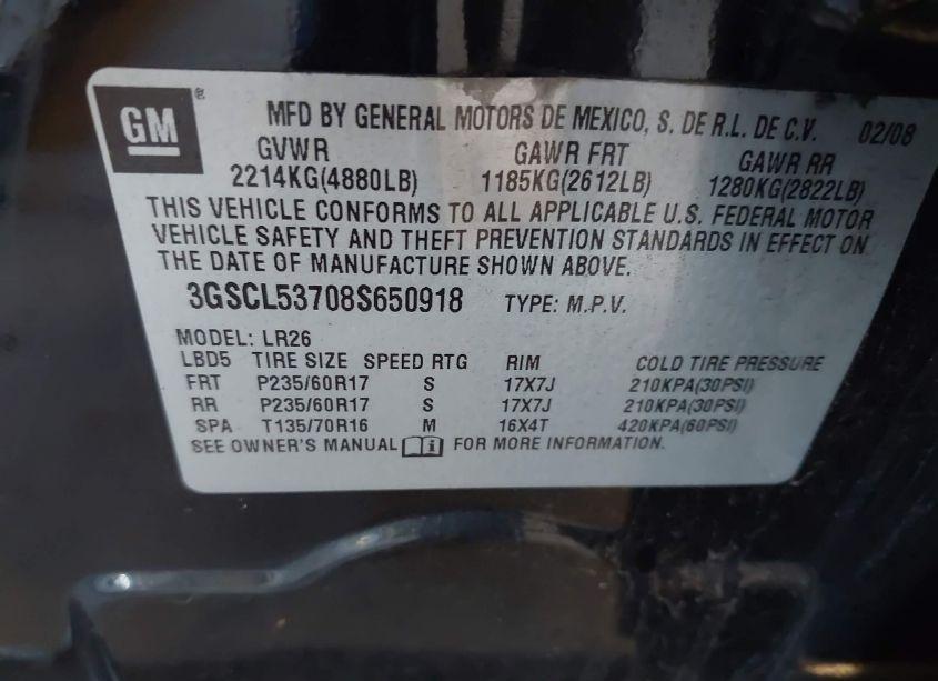 Photo 9 of 2008 Saturn Vue V6 XR (VIN 3GSCL53708S650918)