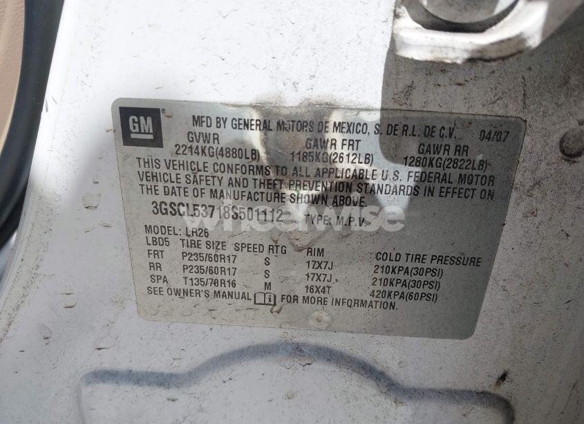 Photo 9 of 2008 Saturn Vue V6 XR (VIN 3GSCL53718S501112)