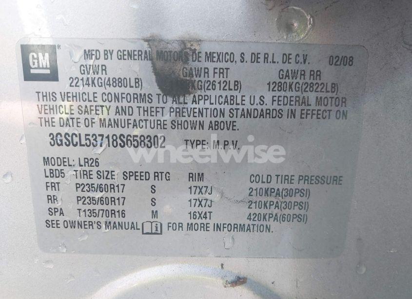 Photo 9 of 2008 Saturn Vue V6 XR (VIN 3GSCL53718S658302)