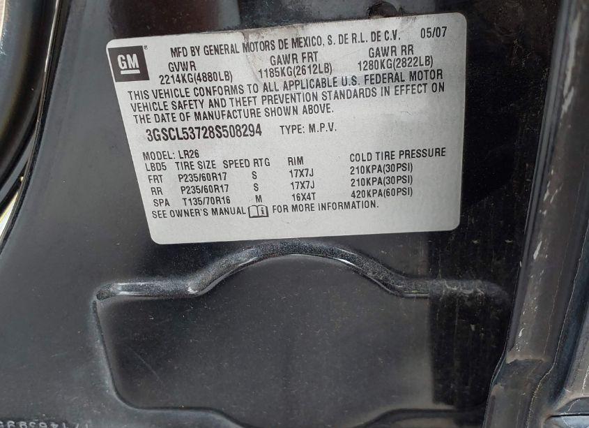 Photo 9 of 2008 Saturn Vue V6 XR (VIN 3GSCL53728S508294)