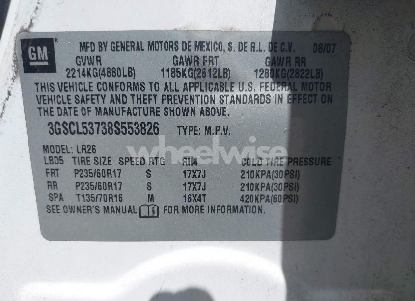 Photo 9 of 2008 Saturn Vue V6 XR (VIN 3GSCL53738S553826)