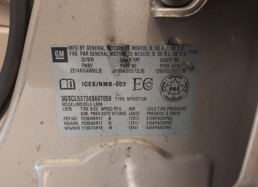 Photo 9 of 2008 Saturn Vue V6 XR (VIN 3GSCL53738S607058)