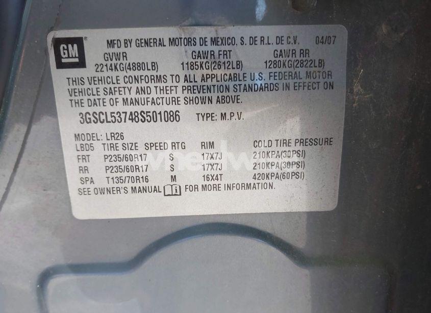 Photo 9 of 2008 Saturn Vue V6 XR (VIN 3GSCL53748S501086)