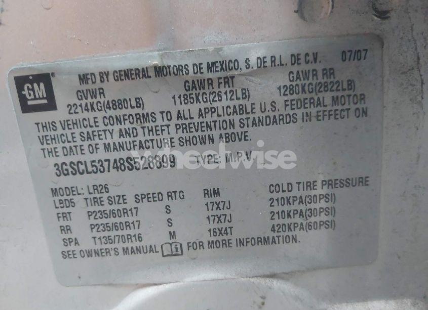 Photo 9 of 2008 Saturn Vue V6 XR (VIN 3GSCL53748S528899)