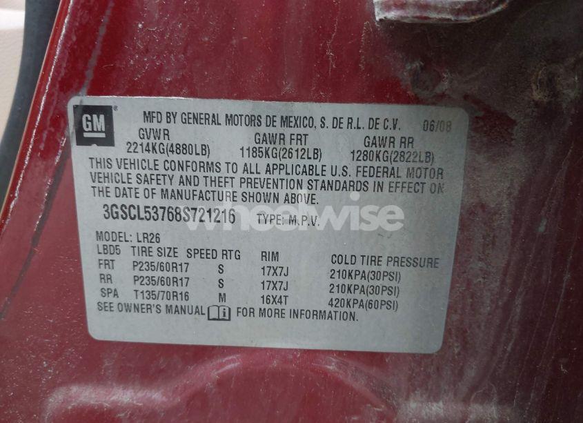 Photo 9 of 2008 Saturn Vue V6 XR (VIN 3GSCL53768S721216)