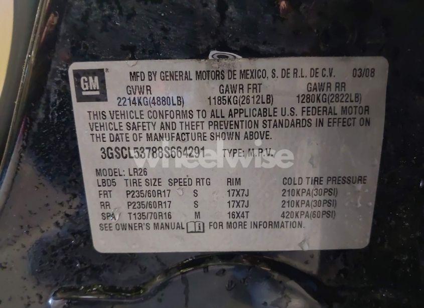 Photo 9 of 2008 Saturn Vue V6 XR (VIN 3GSCL53788S664291)