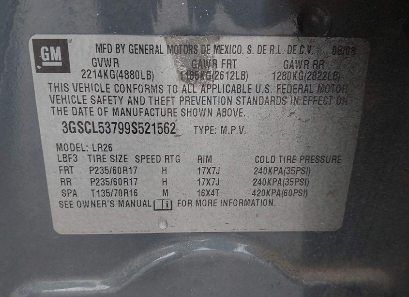 Photo 9 of 2009 Saturn Vue V6 XR (VIN 3GSCL53799S521562)