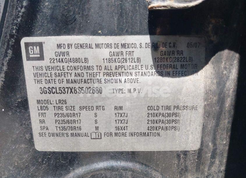Photo 9 of 2008 Saturn Vue V6 XR (VIN 3GSCL537X8S502680)
