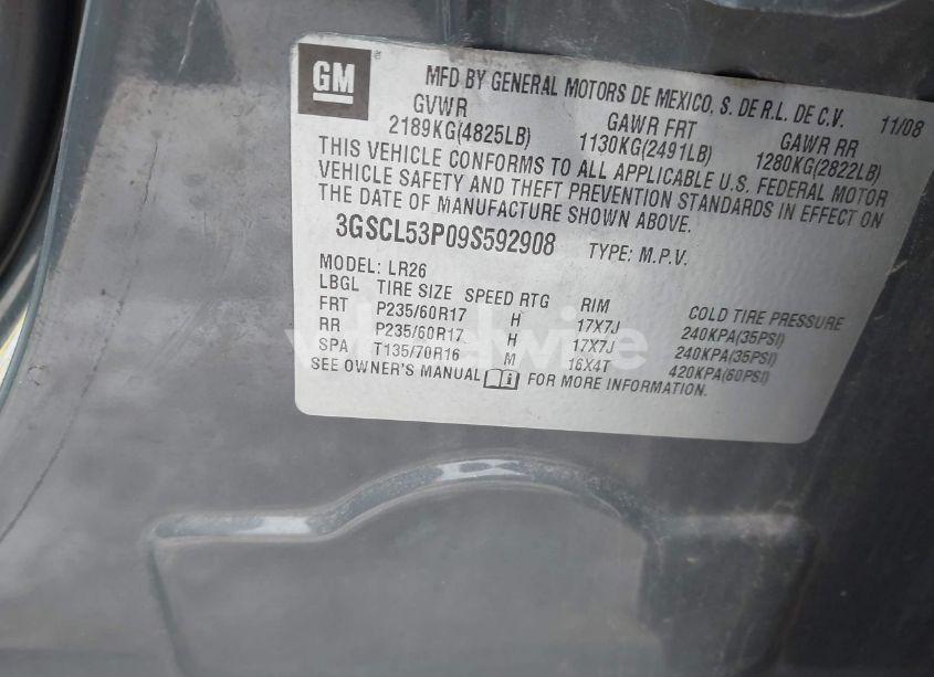 Photo 9 of 2009 Saturn Vue XR4 (VIN 3GSCL53P09S592908)