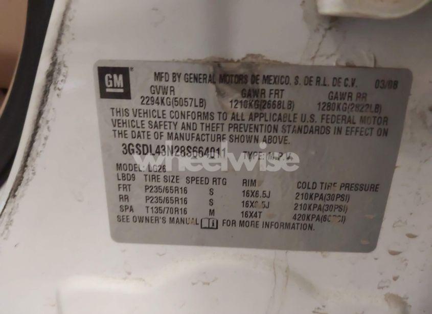 Photo 9 of 2008 Saturn Vue V6 XE (VIN 3GSDL43N28S664011)