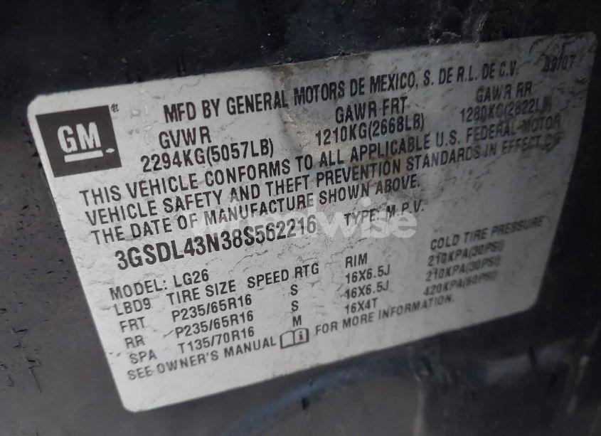 Photo 9 of 2008 Saturn Vue V6 XE (VIN 3GSDL43N38S562216)