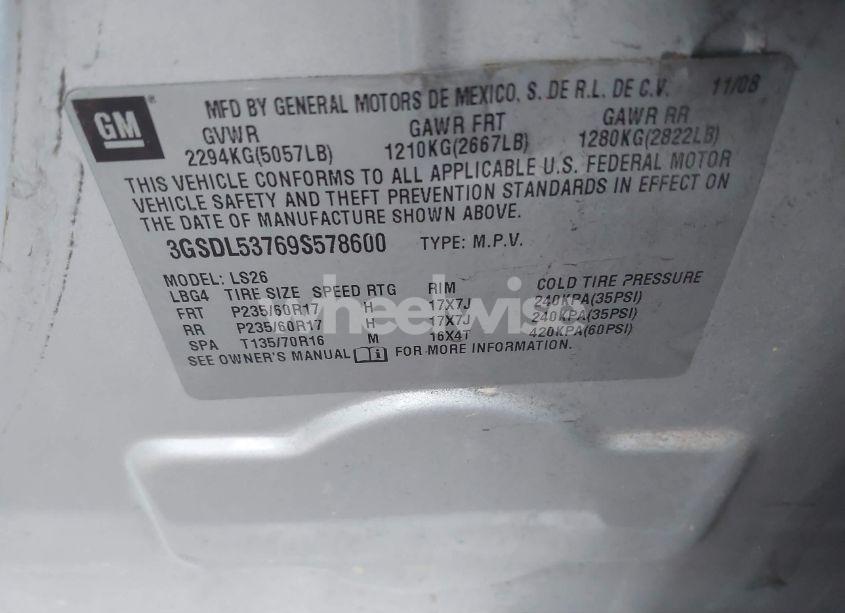 Photo 9 of 2009 Saturn Vue V6 XR (VIN 3GSDL53769S578600)