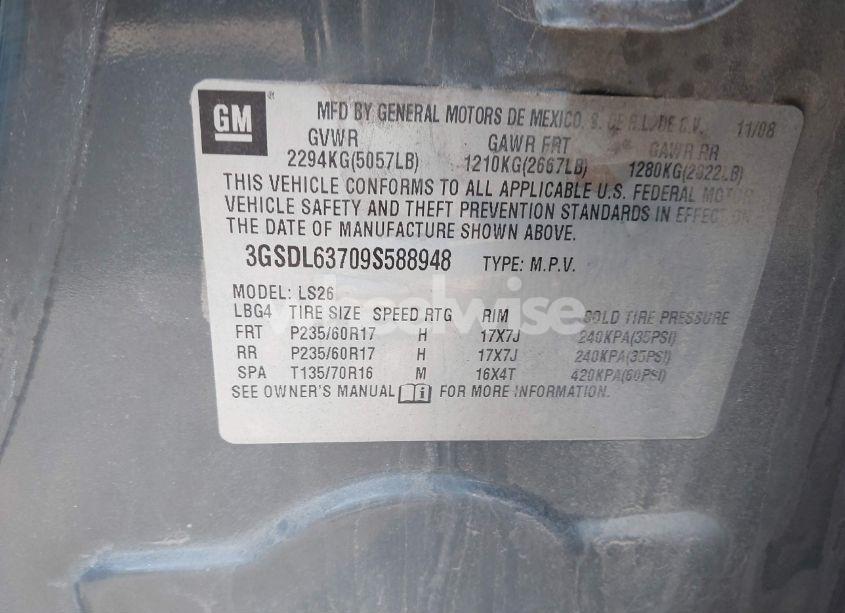 Photo 9 of 2009 Saturn Vue V6 XR (VIN 3GSDL63709S588948)