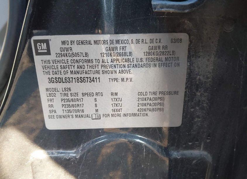 Photo 9 of 2008 Saturn Vue V6 XR (VIN 3GSDL63718S673411)