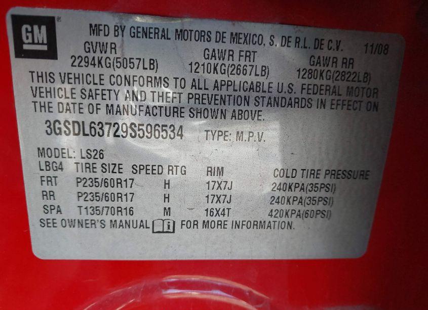 Photo 9 of 2009 Saturn Vue V6 XR (VIN 3GSDL63729S596534)
