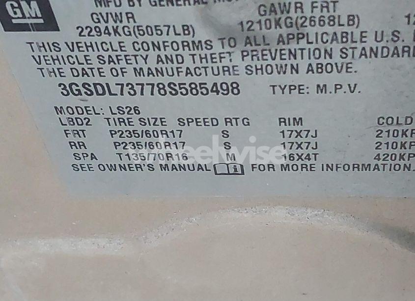 Photo 9 of 2008 Saturn Vue V6 XR (VIN 3GSDL73778S585498)