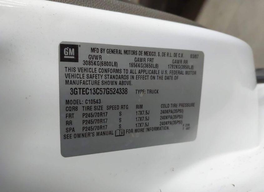 Photo 9 of 2007 Gmc Sierra 1500 WORK TRUCK (VIN 3GTEC13C57G524338)