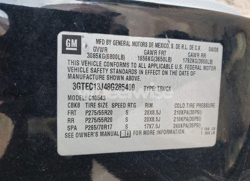 Photo 9 of 2008 Gmc Sierra 1500 SLE1 (VIN 3GTEC13J48G285400)