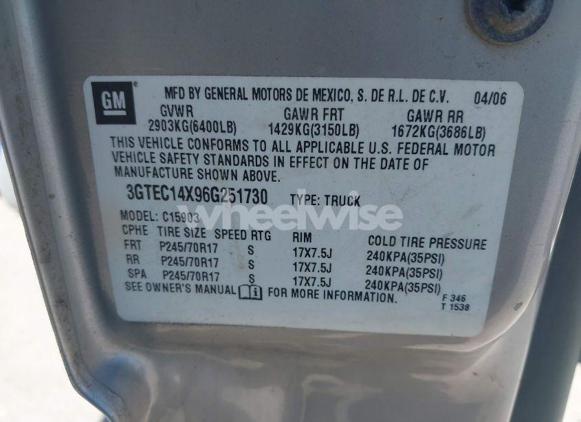 Photo 9 of 2006 Gmc Sierra 1500 WORK TRUCK (VIN 3GTEC14X96G251730)