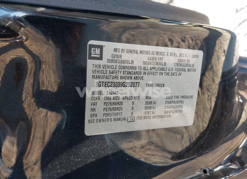 Photo 9 of 2009 Gmc Sierra 1500 SLE (VIN 3GTEC23039G252077)