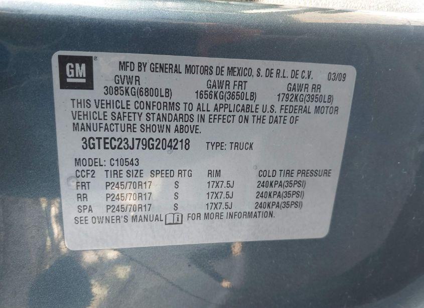 Photo 9 of 2009 Gmc Sierra 1500 SLE (VIN 3GTEC23J79G204218)
