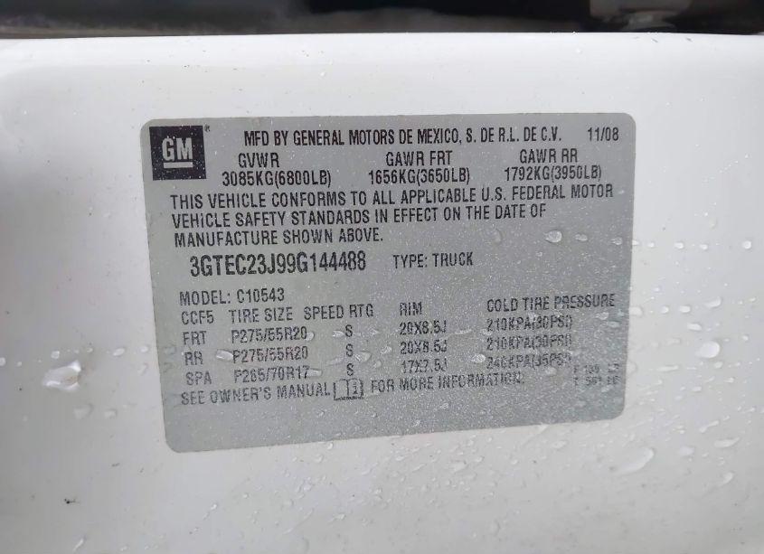 Photo 9 of 2009 Gmc Sierra 1500 SLE (VIN 3GTEC23J99G144488)