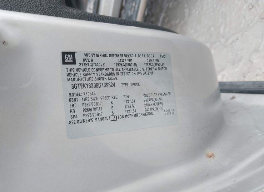 Photo 9 of 2008 Gmc Sierra 1500 SLE1 (VIN 3GTEK13308G139824)