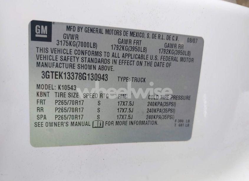 Photo 9 of 2008 Gmc Sierra 1500 SLE1 (VIN 3GTEK13378G130943)