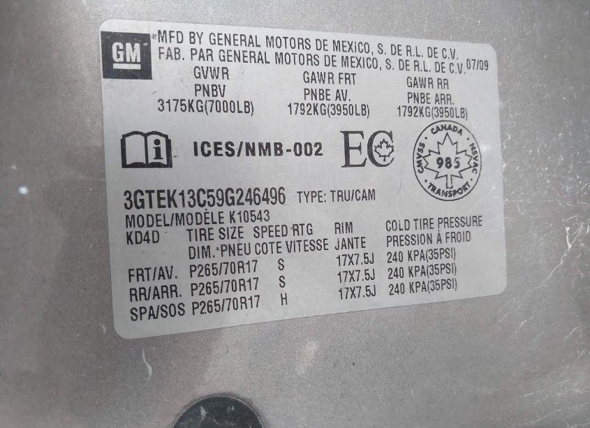 Photo 9 of 2009 Gmc Sierra 1500 SL/WORK TRUCK (VIN 3GTEK13C59G246496)