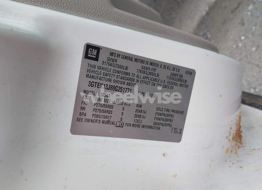 Photo 9 of 2008 Gmc Sierra 1500 SLE1 (VIN 3GTEK13J88G251771)