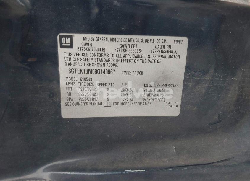 Photo 9 of 2008 Gmc Sierra 1500 SLE1 (VIN 3GTEK13M08G140867)