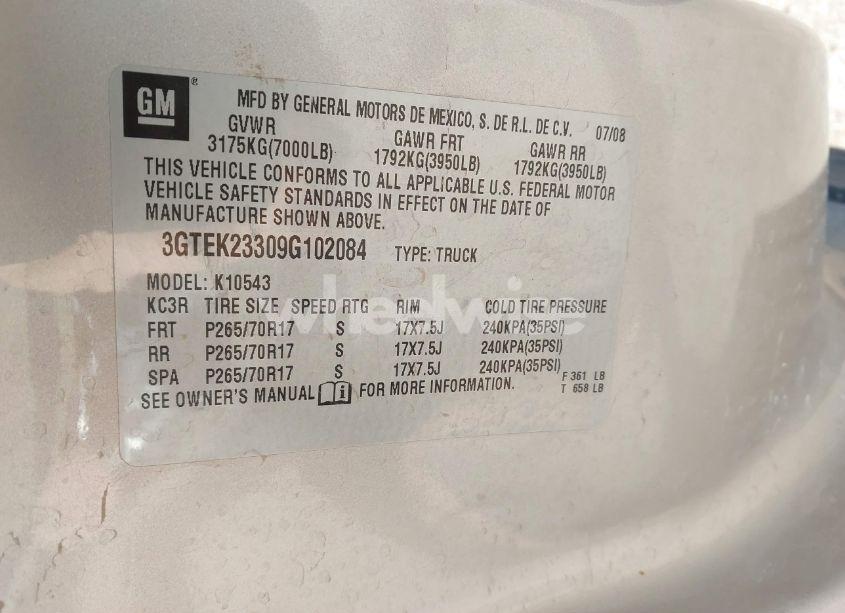 Photo 9 of 2009 Gmc Sierra 1500 SLE (VIN 3GTEK23309G102084)