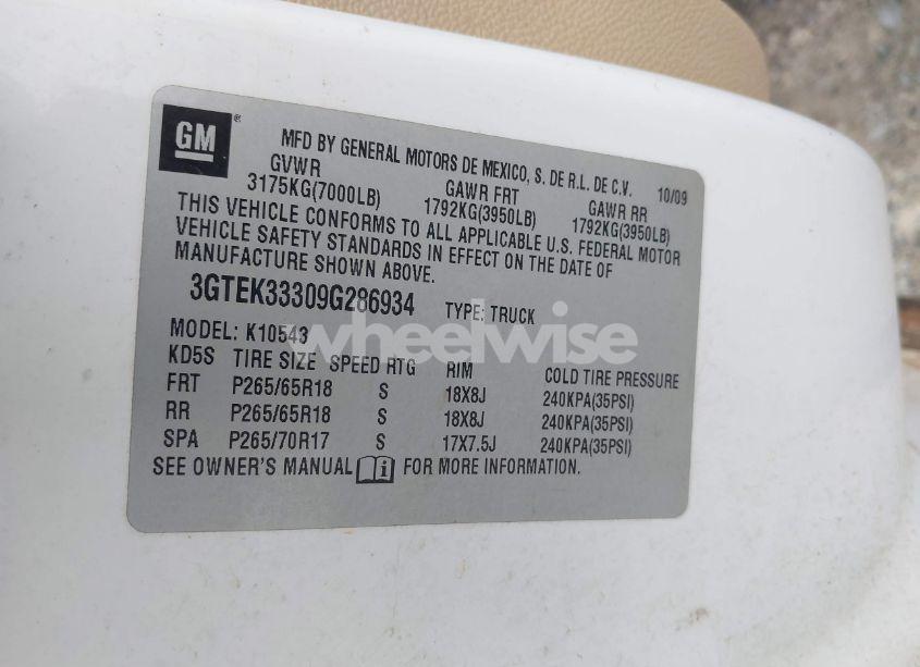 Photo 9 of 2009 Gmc Sierra 1500 SLT (VIN 3GTEK33309G286934)