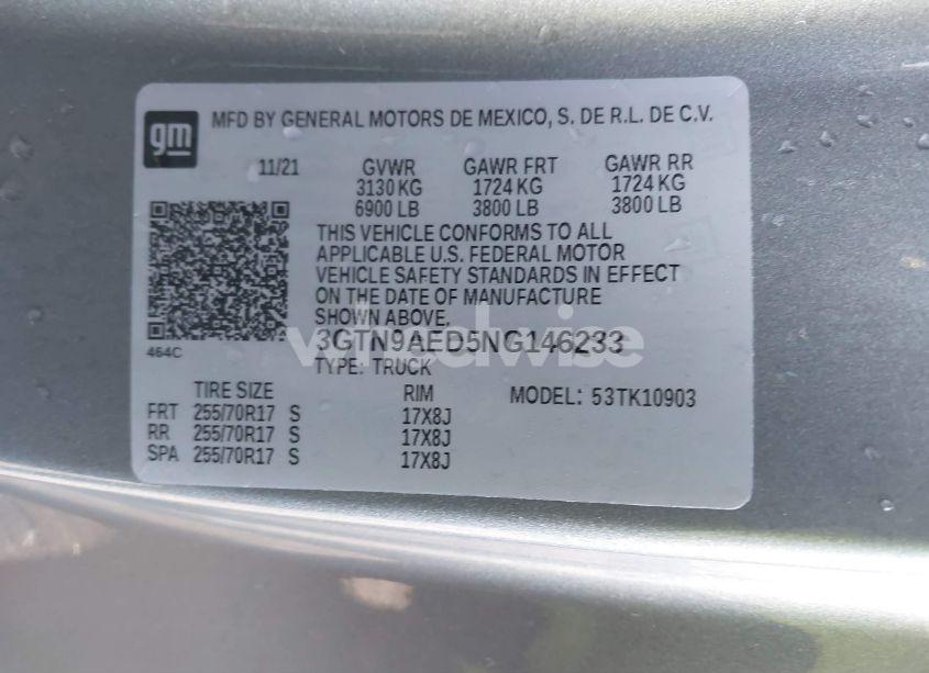 Photo 9 of 2022 Gmc Sierra 1500 LIMITED 4WD LONG BOX PRO (VIN 3GTN9AED5NG146233)