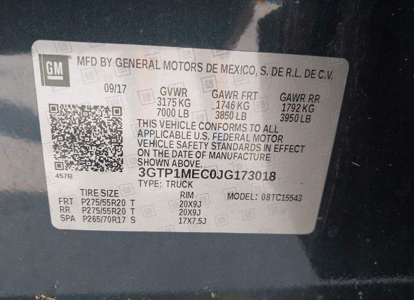 Photo 9 of 2018 Gmc Sierra 1500 SLE (VIN 3GTP1MEC0JG173018)