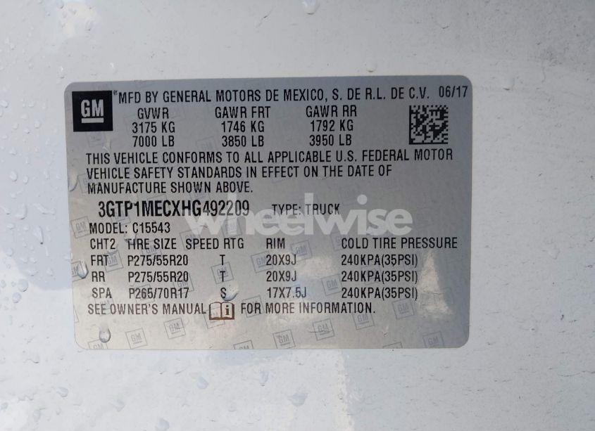 Photo 9 of 2017 Gmc Sierra 1500 SLE (VIN 3GTP1MECXHG492209)