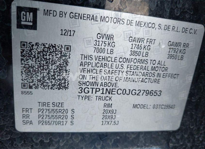 Photo 9 of 2018 Gmc Sierra 1500 SLT (VIN 3GTP1NEC0JG279653)