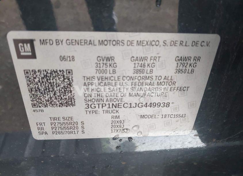 Photo 9 of 2018 Gmc Sierra 1500 SLT (VIN 3GTP1NEC1JG449938)