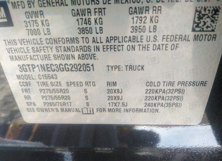 Photo 9 of 2016 Gmc Sierra 1500 SLT (VIN 3GTP1NEC3GG292051)