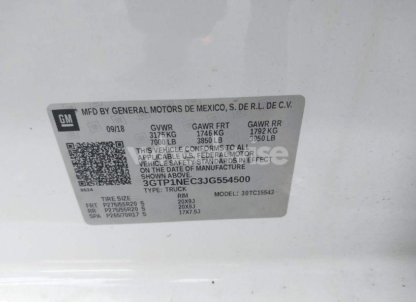 Photo 9 of 2018 Gmc Sierra 1500 SLT (VIN 3GTP1NEC3JG554500)