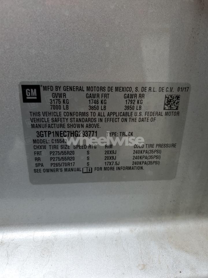 Photo 12 of 2017 GMC SIERRA C1500 SLT N/A (VIN 3GTP1NEC7HG293771)