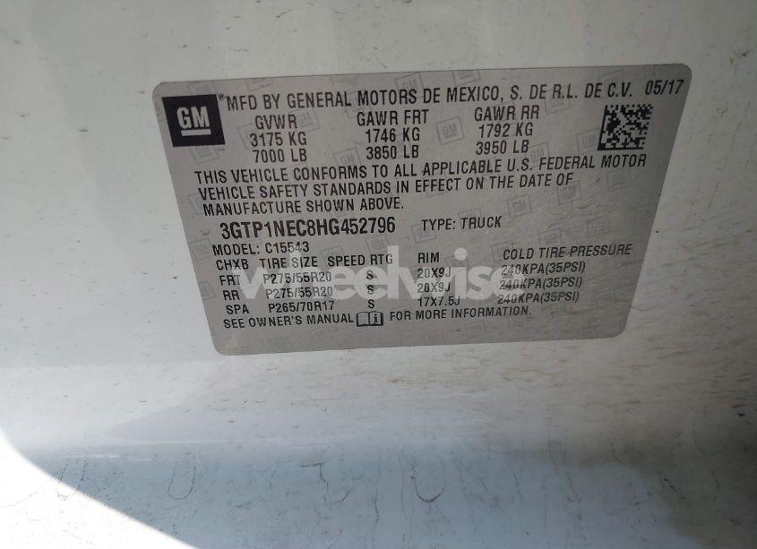 Photo 9 of 2017 Gmc Sierra 1500 SLT (VIN 3GTP1NEC8HG452796)