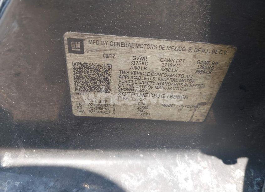 Photo 9 of 2018 Gmc Sierra 1500 SLT (VIN 3GTP1NEC8JG168865)