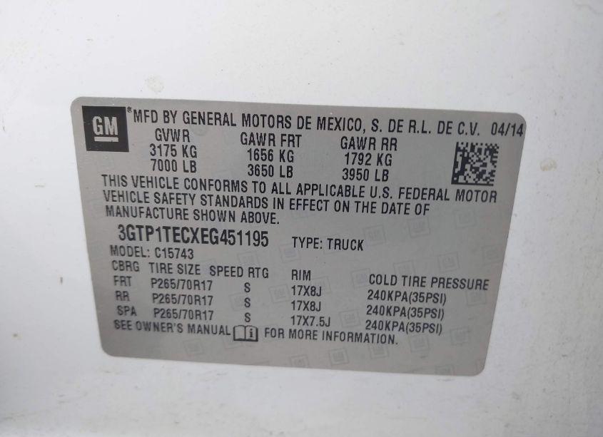 Photo 9 of 2014 Gmc Sierra 1500 (VIN 3GTP1TECXEG451195)